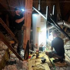 Youngsville-water-heater-leaks-in-attic-repaired 1